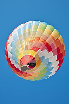 Hot air balloon, colorful aerostat on blue sky