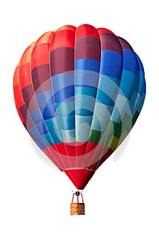 Hot air balloon, colorful aerostat on white, clipping path