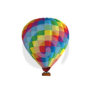 Hot air balloon colorful rainbow vector illustration. Graphic isolated colorful aircraft. Balloon festival