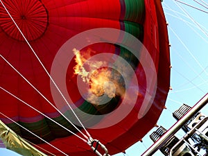 Hot air balloon with flaming burners