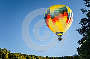 Hot Air Balloon Floating and Clear Sky