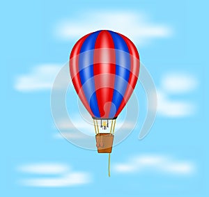 Hot air balloon flying on blue sky