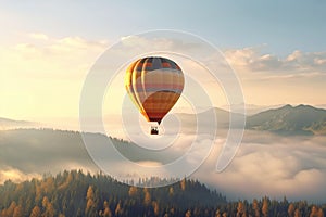 Hot air balloon flying over Cappadocia, Turkey