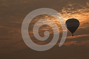 Hot air balloon flying over ganges river varanasi india