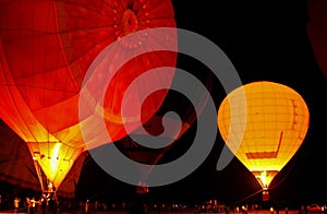 Hot air balloon glow at night