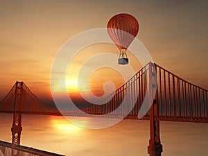 Hot Air Balloon and Golden Gate