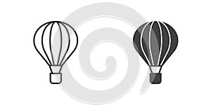 Hot air balloon icon in flat style. Aerostat vector illustration on isolated background. Transport sign business concept