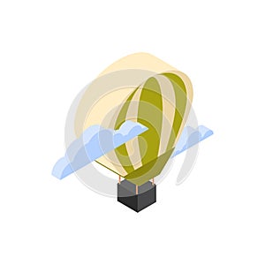 Hot Air Balloon Icon Isometric Isolated Travel Concept