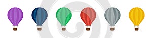 Hot air balloon icon . Set of colorful air balloons. Vector icon on white background . Flat ballon