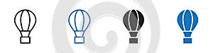 Hot air balloon icon Vector set outline