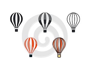 Hot air balloon icons, flat design style. Vector icon set