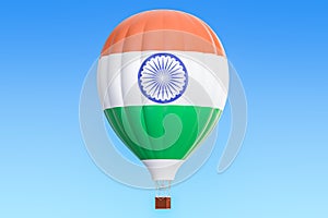 Hot air balloon with India flag, 3D