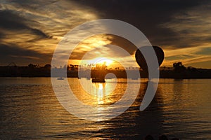 Hot Air Balloon Lake Sunset