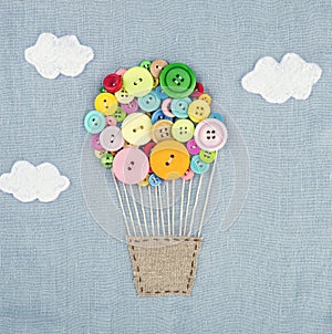 Hot air balloon made of multicolored buttons1