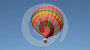 Hot air balloon in mountain landscape