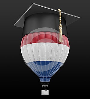 Hot Air Balloon with Netherlands Flag and Graduation cap