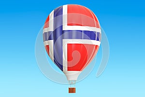 Hot air balloon with Norwegian flag, 3D rendering