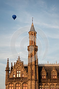 Hot air balloon over Bruge photo