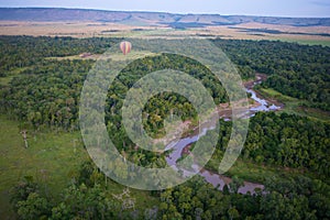 Hot air balloon over Masai Mara