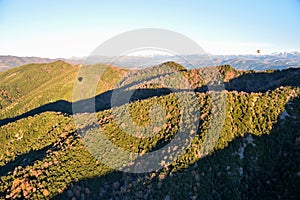 Hot air balloon over the mountains