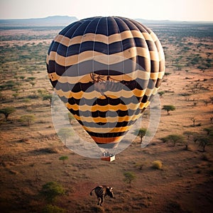 Hot Air Balloon Over Serengeti Migration