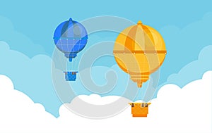 Hot air balloon. Planning summer vacations. Tourism and vacation theme. Flat design vector illustration