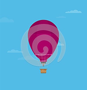 Hot air balloon. Planning summer vacations. Tourism and vacation theme. Flat design vector illustration