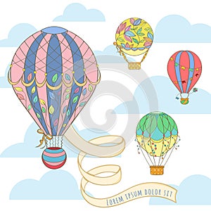 Hot air balloon in the sky invitation card