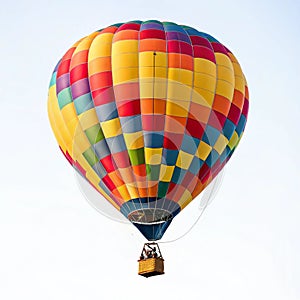 Hot air balloon in the sky isolated on white background photo