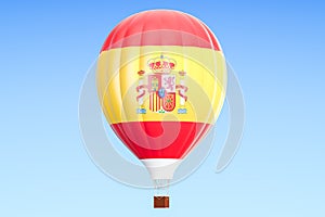 Hot air balloon with Spain flag, 3D rendering