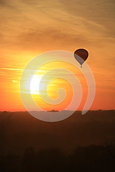 Hot air balloon at sunrise