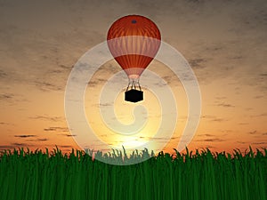 Hot air balloon sunset