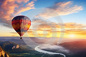 Hot air balloon travel to the sun photo