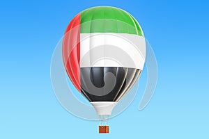 Hot air balloon with United Arab Emirates flag, 3D rendering