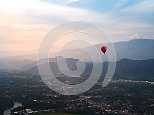 Hot Air Balloon in Vang Vieng, Laos with Beautiful Scenery