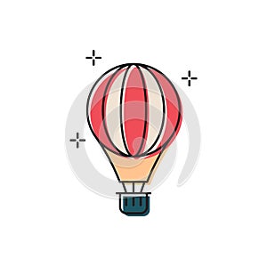 Hot air balloon vector icon isolated on white background