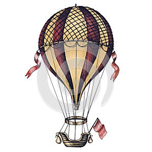 Hot air balloon vintage style illustration