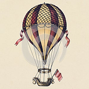 Hot air balloon vintage style illustration