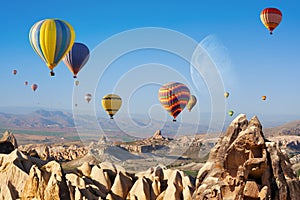 Hot air ballooning in Cappadocia, Turkey. photo