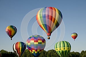 Hot-air balloons ascending or launching at a ballooning festival