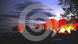 Hot Air Balloons in a Balloon Festival at Night