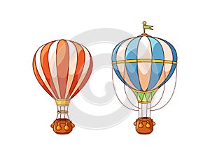 Hot Air Balloons Cartoon Vector Illustration. Aerostats That Ascend When Heated Air Inside The Envelope Becomes Lighter