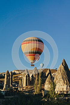 Hot air balloons festival in Goreme national park, fairy chimneys,