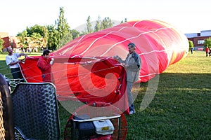 Hot air balloons are filling up