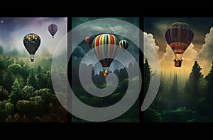 hot air balloons flying on sky in fantasy with generative Ai