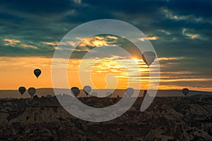 Hot Air balloons flying tour sunrise