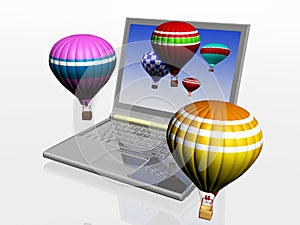 Hot air balloons and laptop photo