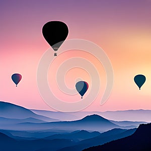 Hot Air Balloons Over Morning Mountain Mist