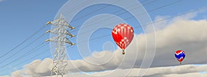 Hot air balloons and overhead power line