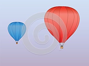 Hot air balloons red blue